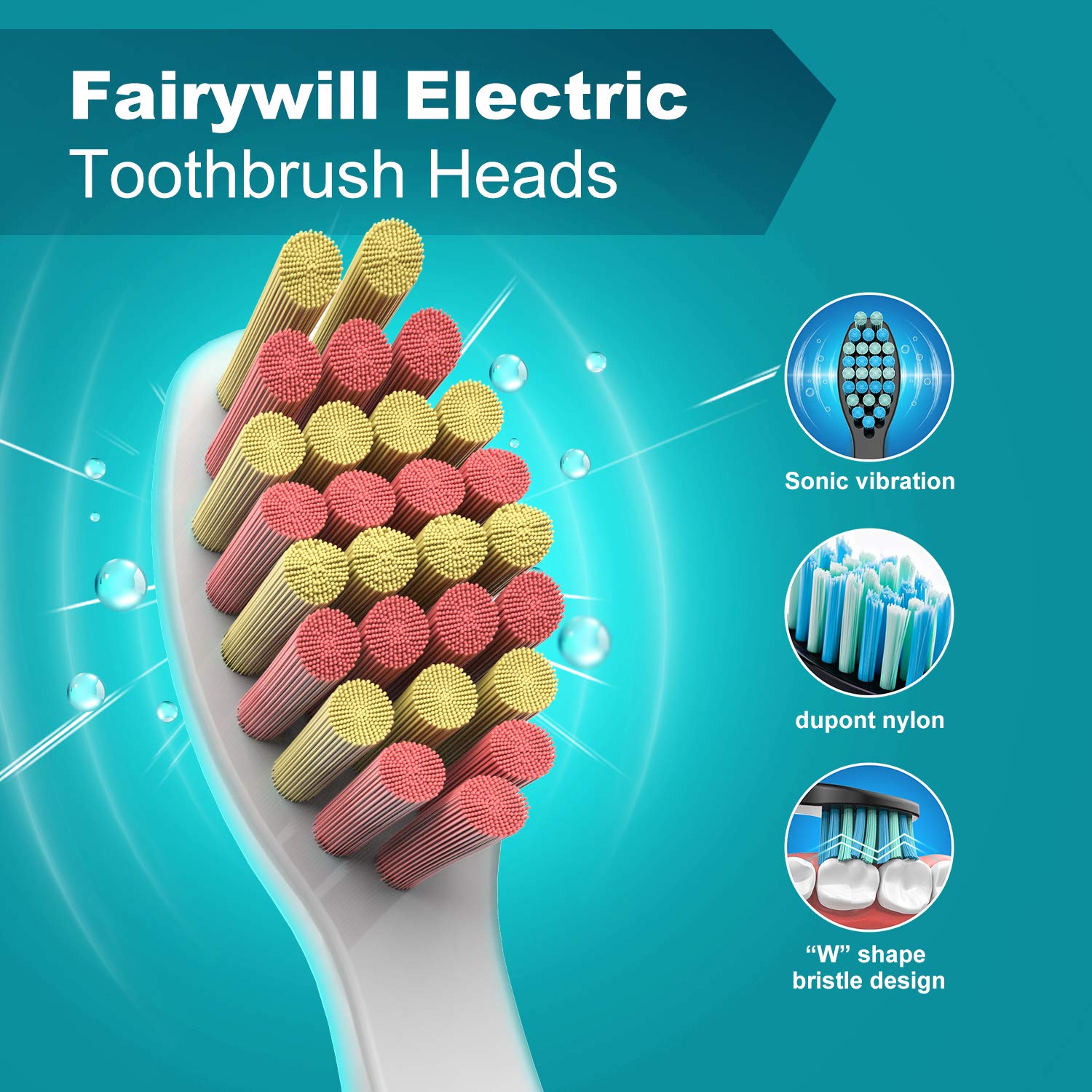 Fairywill escovas interdentais cabeças de escova de dentes elétrica substituição sonic cabeças para FW-507 FW-508 FW-917 FW-959