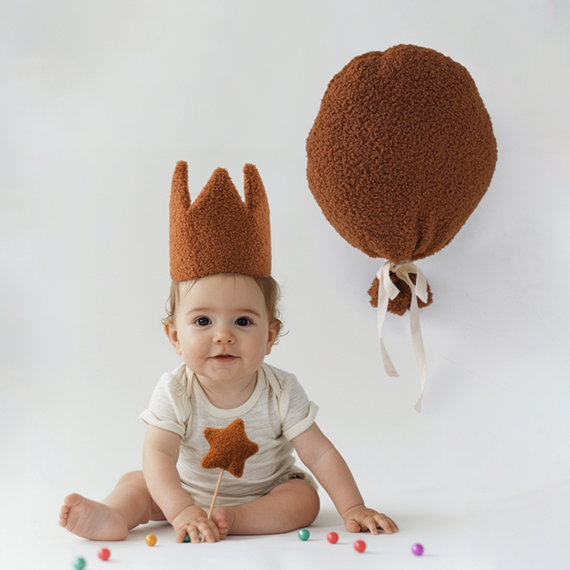 Baby Teddy Samt Ballon Krone Hut Kopfbedeckung Stern Fee Stick Alles Gute zum Geburtstag Party Dekoration Neugeborenen Fotografie Zubehör