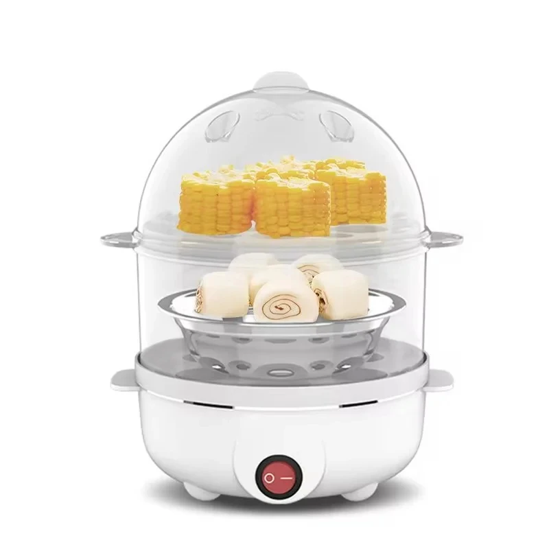 Hervidor de huevos multifuncional, vaporizador de huevos eléctrico, máquina de cocina de desayuno, cocina de huevos de doble capa, Mini vaporera, cazadorero de cocina