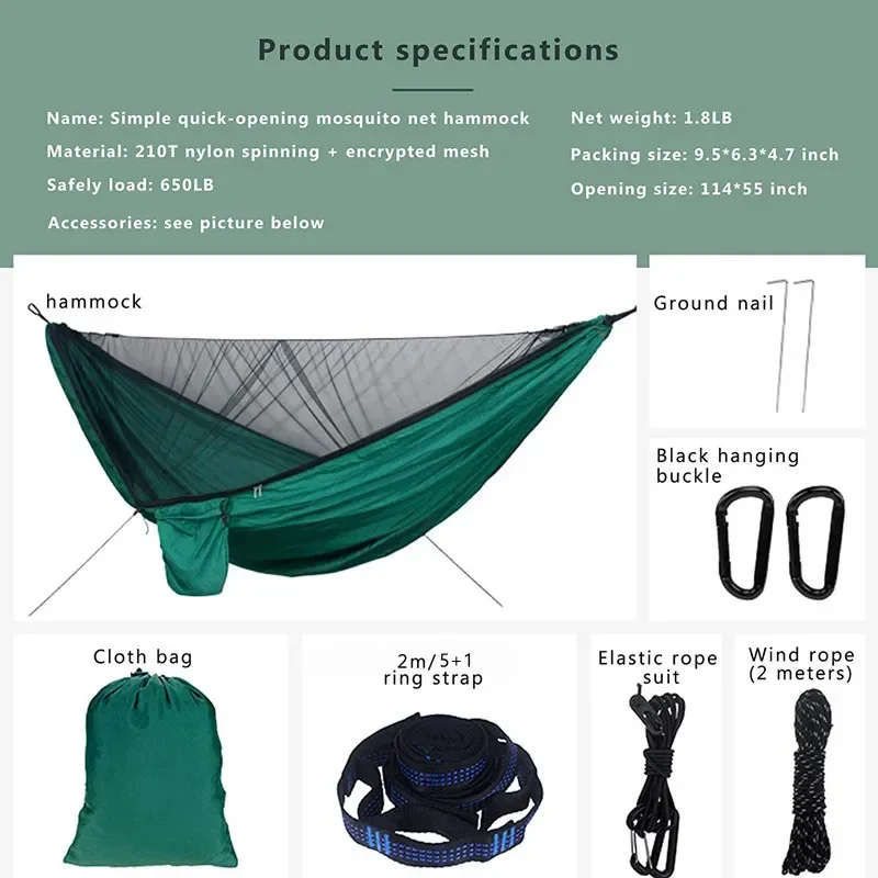 Rede de acampamento com mosquiteiro e lona de chuva, rede portátil de árvore de pára-quedas, redes de balanço de nylon, abrigo solar, mosca de chuva