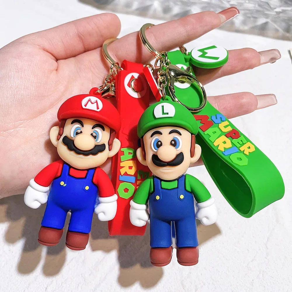 Super Mario Bros. Schlüsselanhänger, Actionfigur, Anhänger, niedliche Cartoon-Figur, Spielzeugpuppe, Modelldekoration, Kindergeburtstagsgeschenk