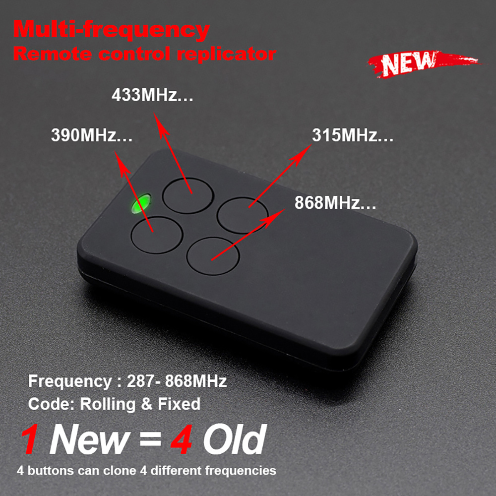 Mando garaje Universal,Mando a distancia Universal multifrecuencia de 280 a 868 Mhz, 433Mhz, 433,92 MHz, Mando de garaje, clonación de llavero de puerta de código Variable fijo