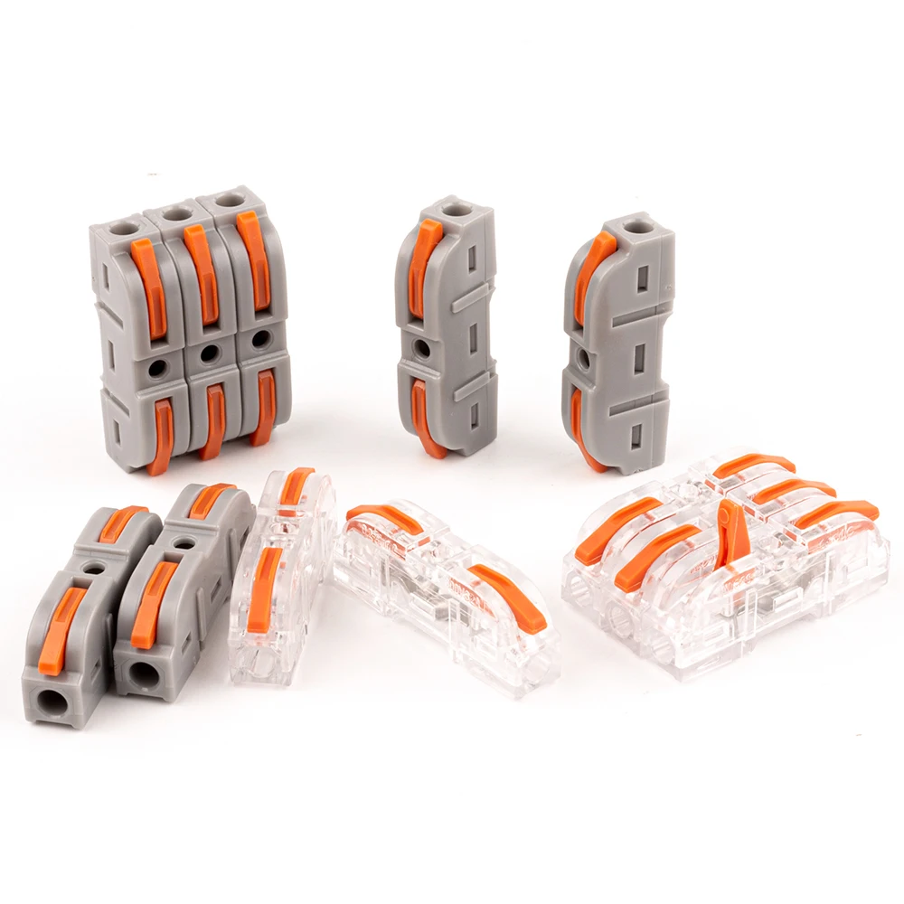 Conector de fiação de alavanca, emenda compacta rápida, conector elétrico, terminal de extremidade 1 a 1, conector de fio em linha, conexão 28-12 awg