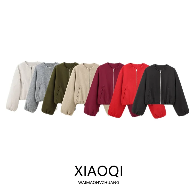 Loose Basic White Long Sve Jaet Women's Faion Autumn New Arrival Versatile Outerwear Comfortable Fit Stand Length