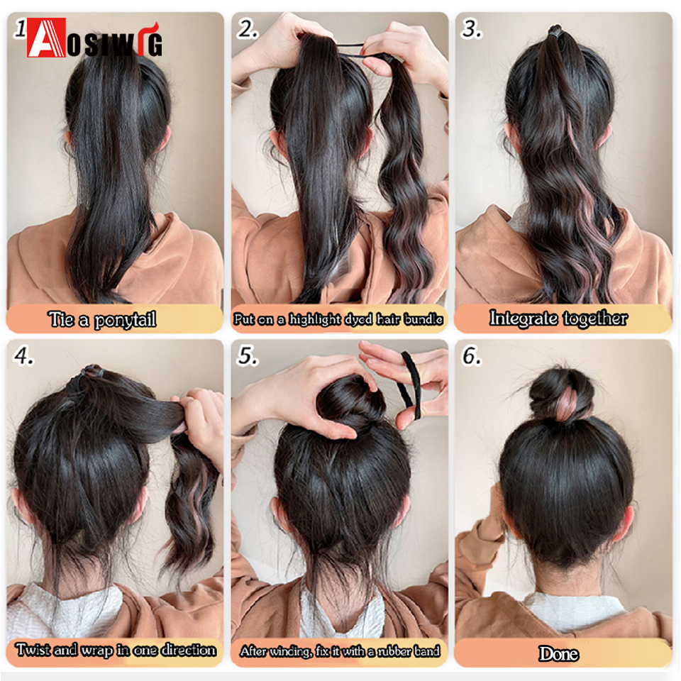 Coque sintético auto-enrolamento bola cabeça peruca de uma peça natural fofo cabelo bun aumentar o volume do cabelo peruca de cabelo para mulher