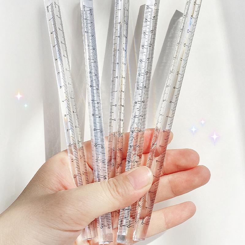 1 шт., минималистичная прозрачная прямая линейка 20 см, студенческая 3D треугольная прямая линейка, многофункциональные принадлежности для рисования