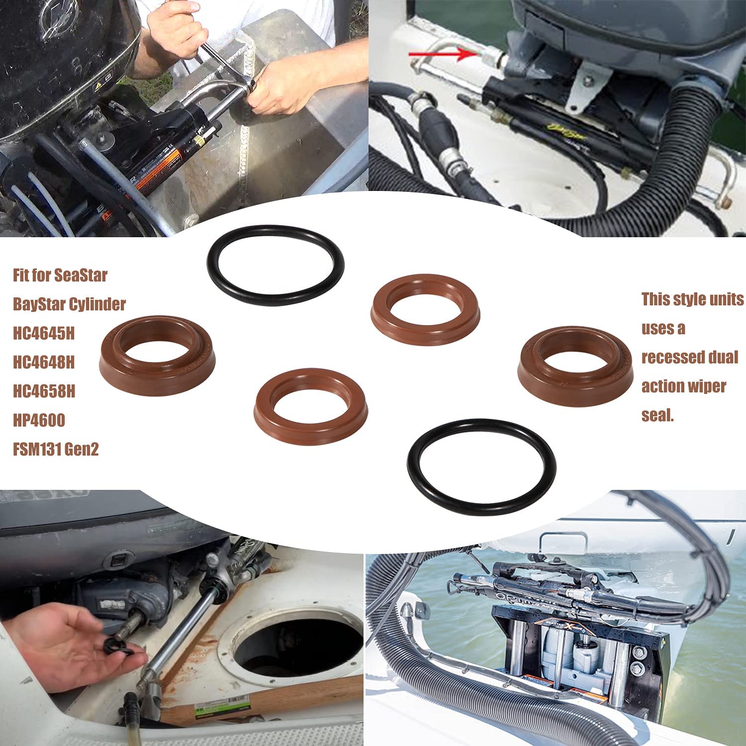 Kit de sello de cilindro MX, 6 uds., apto para SeaStar BayStar HC4645H HC4648H HC4658H HP4600 FSM131 Gen2, accesorios para barcos