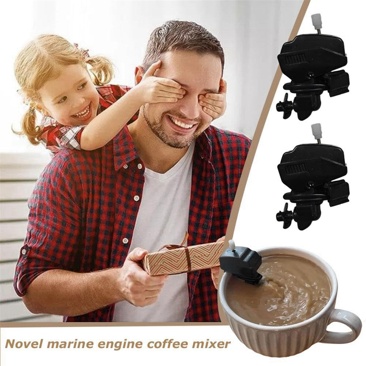BABQ 10PCS Boat Motor Coffee Stirrer, Stainless Steel Clip Drink Mixer, Novelty Miniature Boat Engine