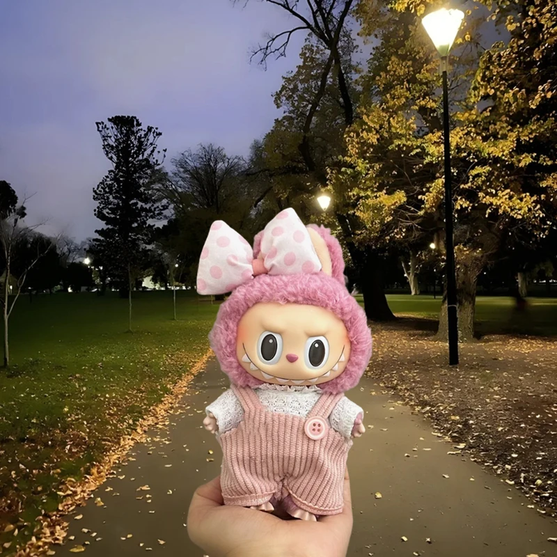 For 15/17cm Labubu V1 V2 Doll Clothing Fashion Hoodie and Pants Set Korean Idol Trendy DIY Doll Clothing Accessories Toy Gift