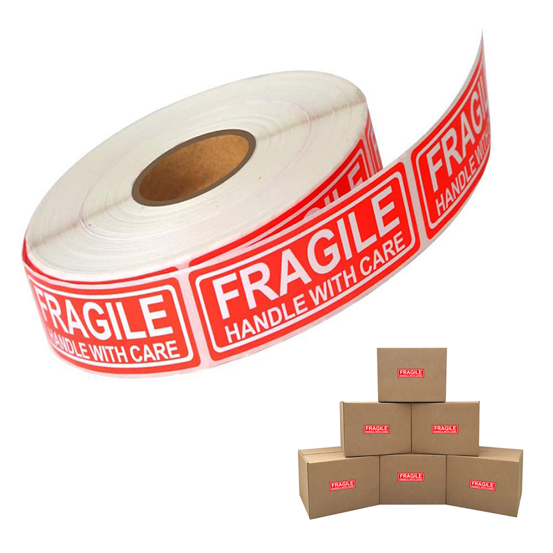 Pegatinas delicadas para cajas de mensajería, etiquetas de advertencia para embalaje, envío de correo, 500 unidades