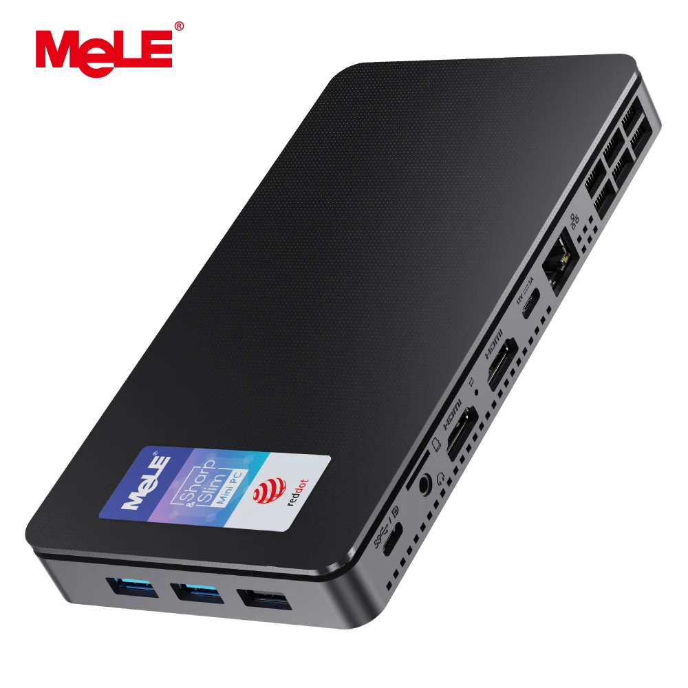 MeLE Slim N300 Мини-ПК N100 16 ГБ 32 ГБ 512 ГБ Промышленный компьютер WiFi5 Двойной дисплей типа HDMI USB-C Overclock4C
