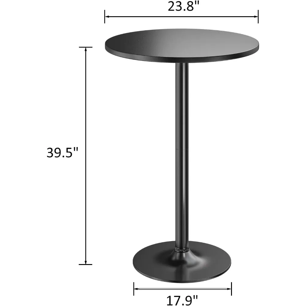 Bistro Pub Table 2 Pack Round Bar Height Cocktail Table Metal Base MDF Top Obsidian Table with Black Leg