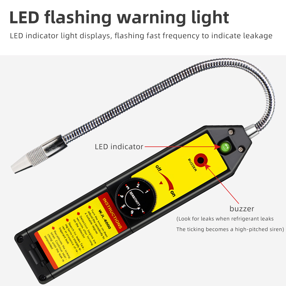 WJL-6000 Intelligent Halogen Leak Detector Gas Detector Freon Gas Analyzer R22a CFC HFC Halogen Gas Refrigerant Leak Detector