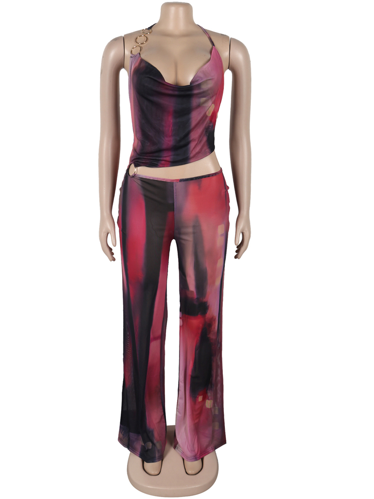 Beyprern-女性用ホルターネックカットアウトOリングタイダイロンパース、女の子用オーバーオール、1ピースの衣装、夢のジャンプスーツ、クラブウェア