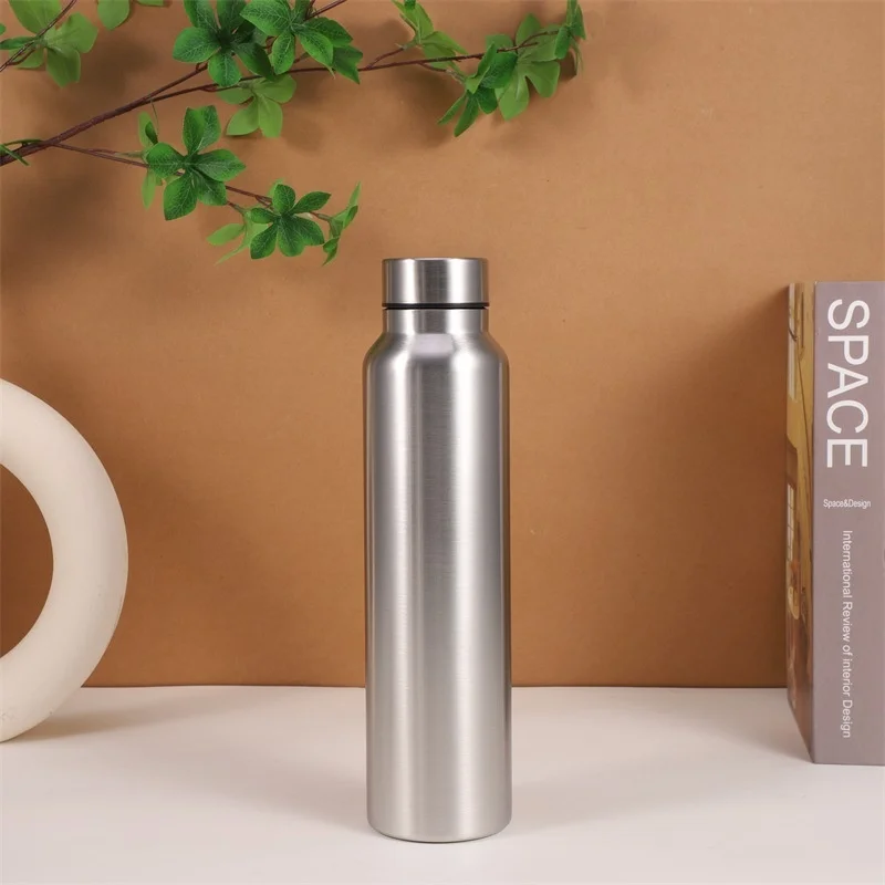 1000Ml สแตนเลสสตีลขวดกีฬา Single-Layer ถ้วยน้ําสีแดงขวดโลหะ Drinkware Camping กีฬายิม