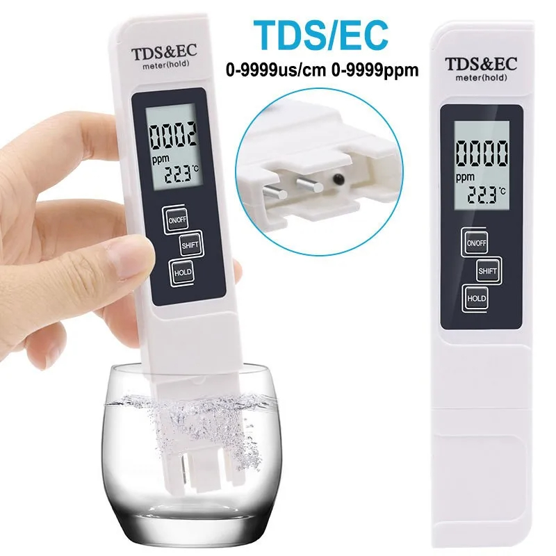 Probador de agua Digital TDS de mano blanco, alta precisión, agua del grifo purificada para el hogar, pantalla grande multifuncional, 1 ud.