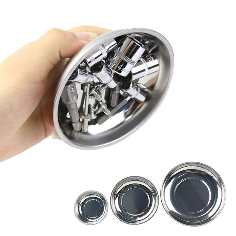 3 "/4"/6 "Vassoio magnetico Circolare Parti magnetiche Ciotola Vassoio portaoggetti per viti Vassoio per strumenti in acciaio inossidabile per strumenti con ventosa automatica