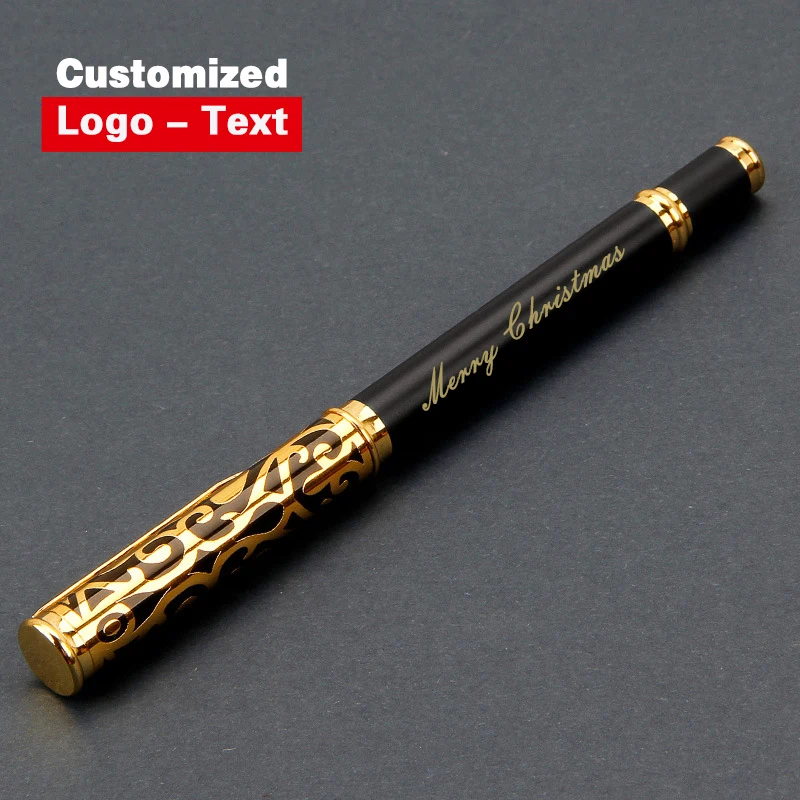 Bolígrafo de Gel de Metal de lujo de alta calidad, bolígrafo con patrón de escultura, bolígrafo estacionario para oficina y escuela, regalo con logotipo personalizado de 1,0mm