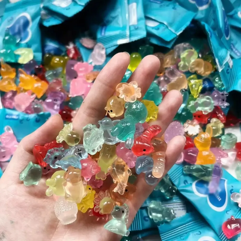 5/25/50 pezzi che si illuminano al buio mini animali in resina e sacchetti ciechi a fungo decorazioni da giardino fatato, micro paesaggio, sorpresa regalo di compleanno