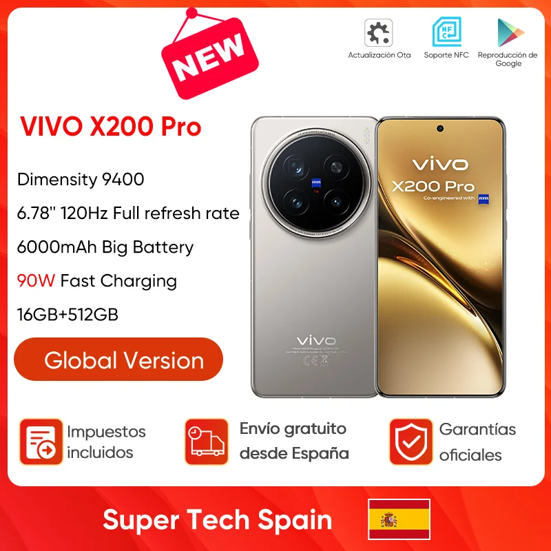 Versión global vivo X200 Pro 5G smartphone android 15 MediaTek Dimensity 9400 Pantalla de 6,78″ Cámara de 200MP Batería de 6000 mAh.