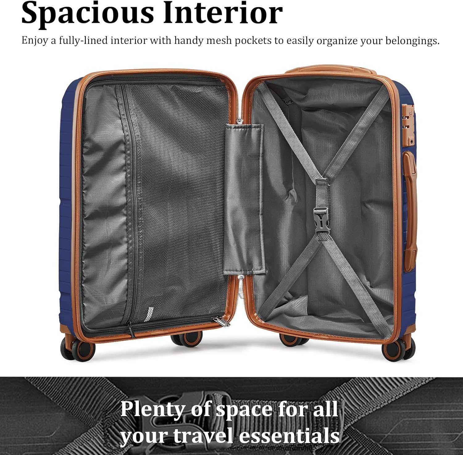 Conjunto de bagagem de viagem Joyway de 6 peças, mala resistente e durável com bolsa de lona expansível à prova d'água e bolsa de higiene pessoal, trava TSA