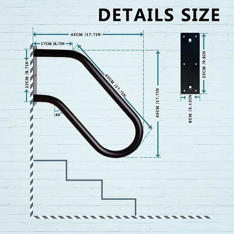 ステンレス鋼のステップ手すり頑丈な壁に取り付けられた階段手すり取り外し可能なU字型グラブバーガレージポーチ、庭用