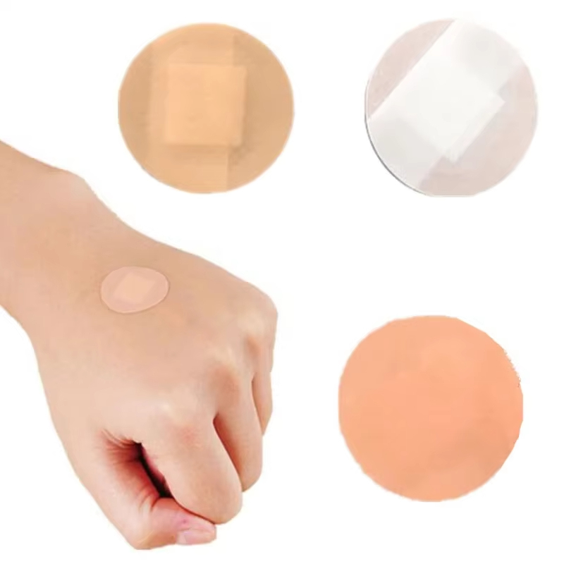 100 шт./компл., круглые лейковые повязки, дышащие пластыри для оказания первой помощи, полиэтиленовые пластыри для ран, пластыри для повязки на рану