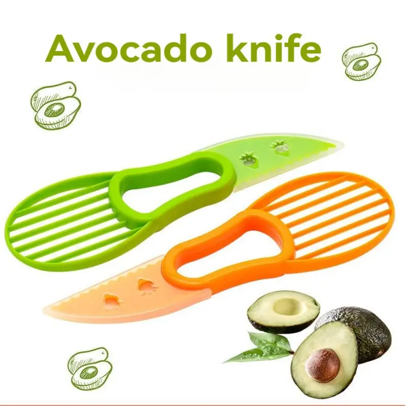 3 In 1 Avocado Slicer Shea Corer Butter ผลไม้ Peeler เครื่องตัด Pulp Separator มีดพลาสติกครัวผักเครื่องมือครัว Gadgets
