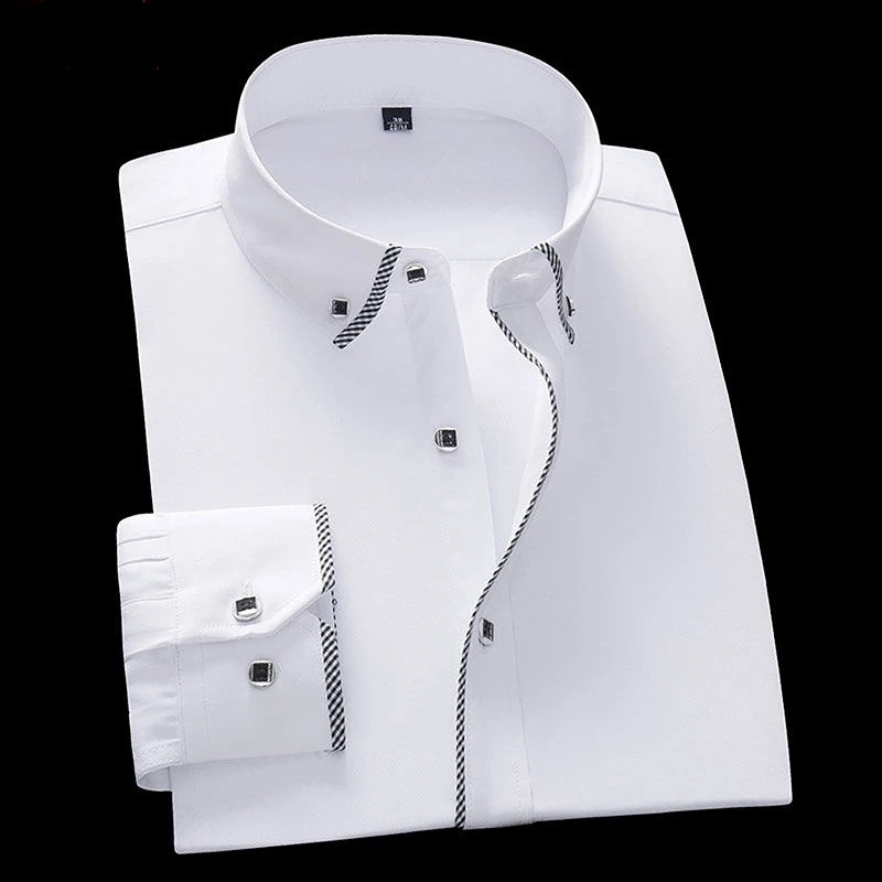 Weißes Hemd für Männer, lange Ärmel, Büro, Business, Button-Down-Kleiderhemden, lässig, männlich, koreanische Mode, schmale Passform, 5XL, 6XL, 7XL, 8XL