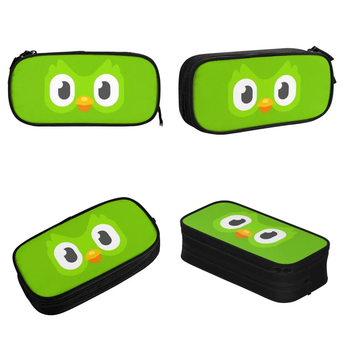 Duolingo Face Pencil Case Cartoon Pen Holder Pencil Bags Student Large Storage Students School Zipper Pencilcases