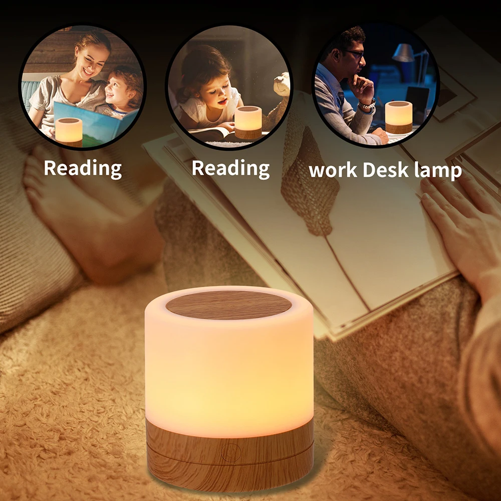Lampada da notte RGB Luce da campeggio Atmosfera Luci notturne Lampade da comodino Tenda che cambia colore con telecomando Touch Control per camera da letto Dec