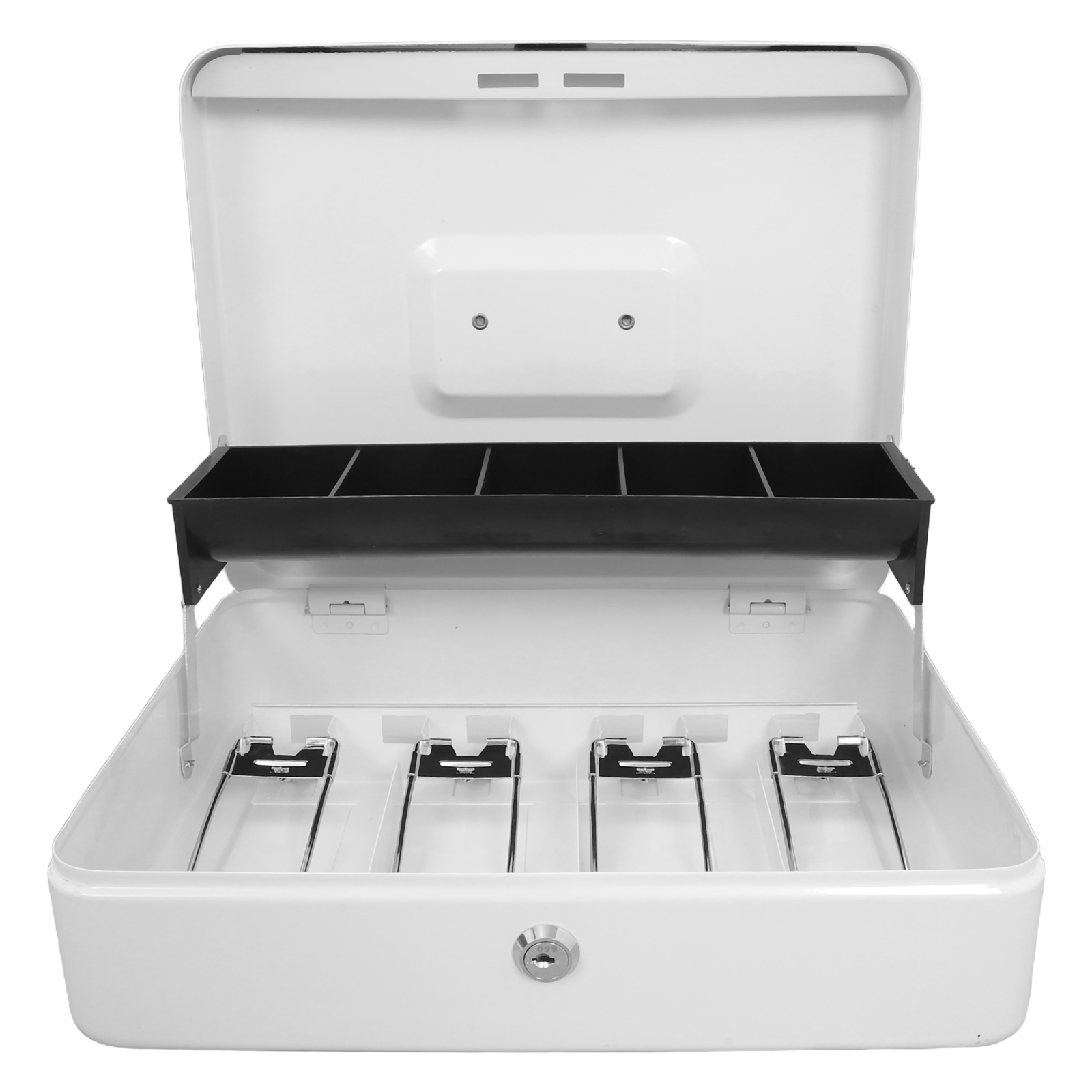 1-set metalen geldkist met sleutelsleuf Stevige geldorganizer voor detailhandel Compact ontwerp Efficiënt beheer