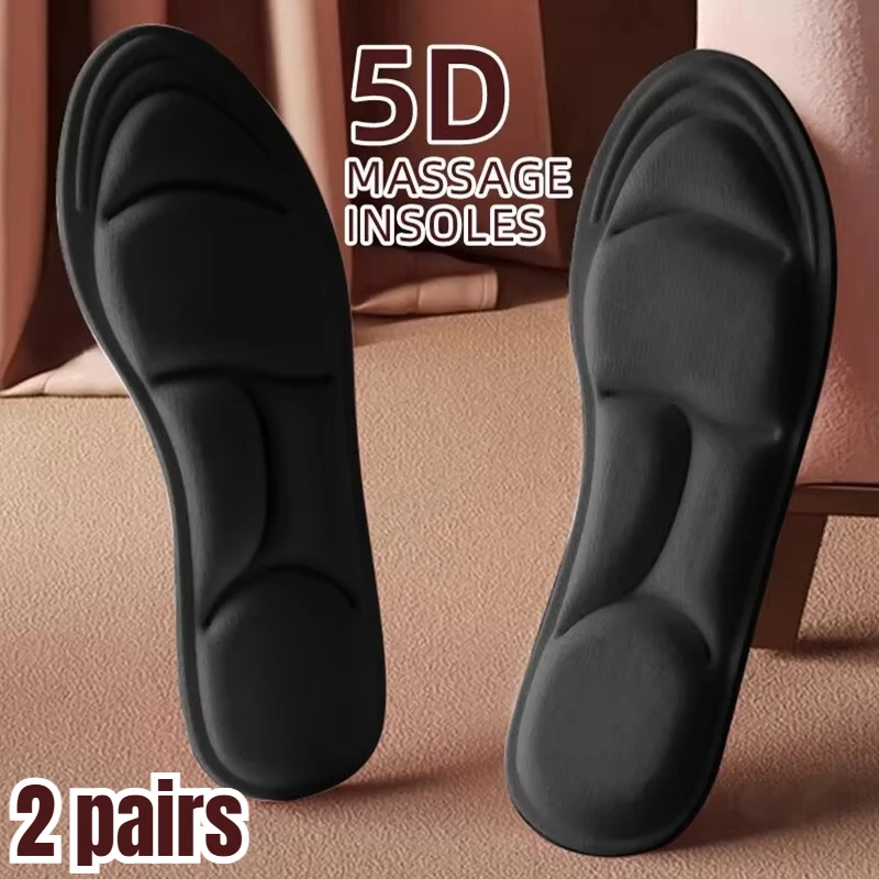 Plantillas de espuma viscoelástica para masaje 5D, 4 Uds., amortiguación transpirable gruesa, soporte cómodo para zapatos de tacón alto, almohadillas ortopédicas para los pies