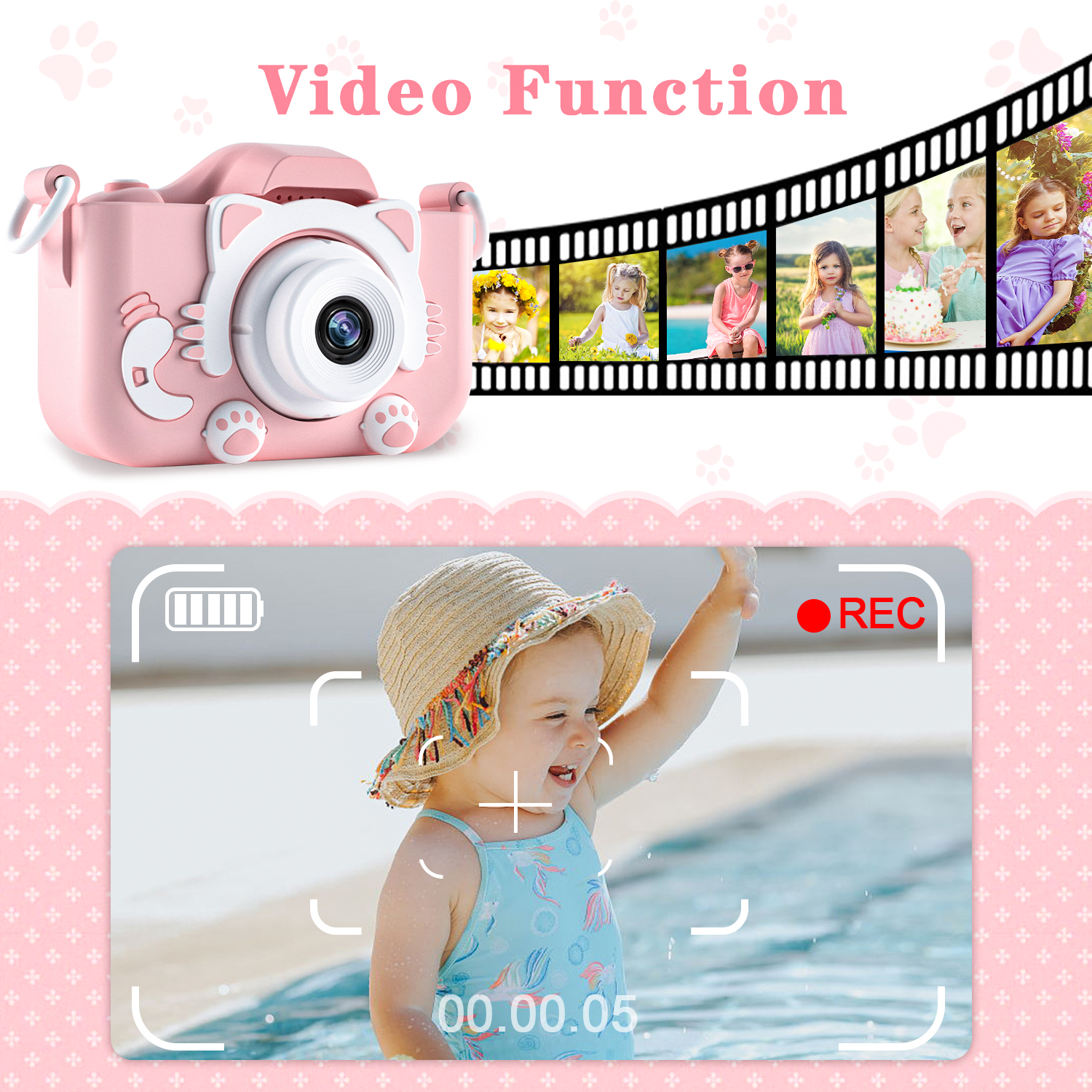 Simpatico gatto per bambini fotocamere con carte 32G custodie in silicone doppia fotocamera per bambini fotografia videocamera HD giocattoli festival regali