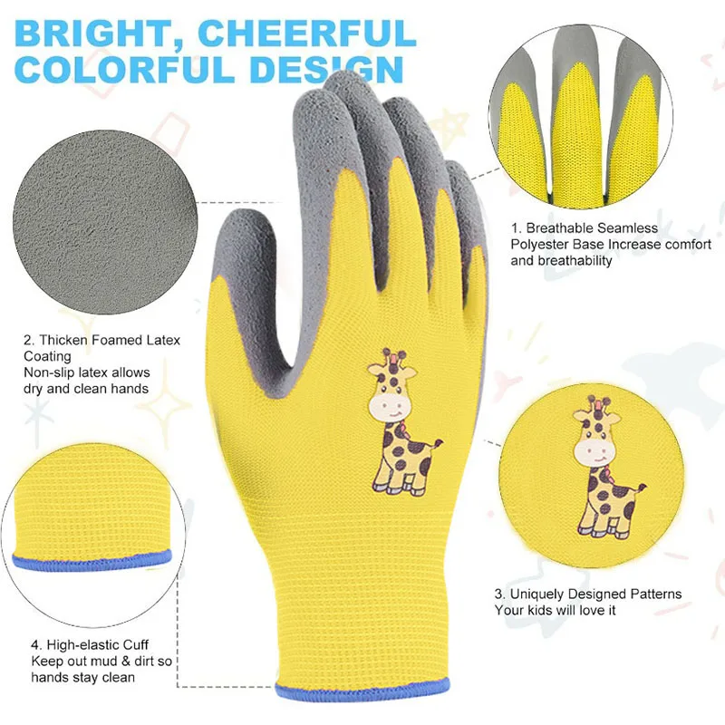 DIY เด็กถุงมือป้องกันความปลอดภัยทนทานกันน้ําทํางานสวนลื่น,เด็กถุงมือยาง,ทนต่อการเจาะ,ห้องครัว