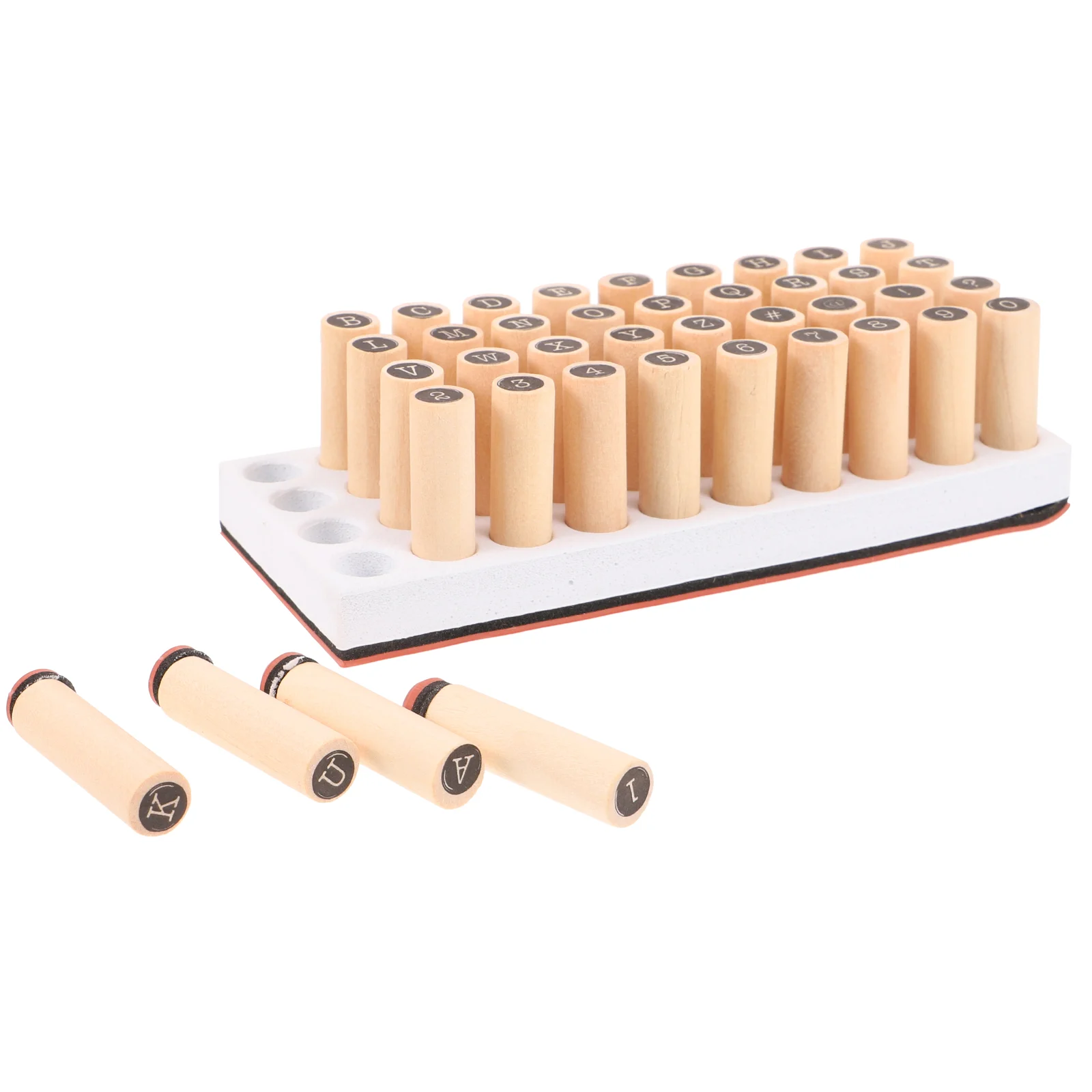 40 Pcs Letter Cylinder Seal Alphabet Stamps Decorative Decorate Number Tool DIY Craft Wooden