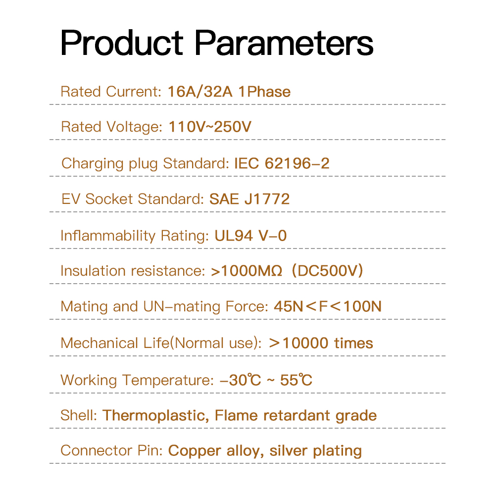 Adaptador ERDAN EV IEC 62196 tipo 2 a tipo 1 J1772 32A EVSE conector de cargador convertidores de carga de vehículos eléctricos
