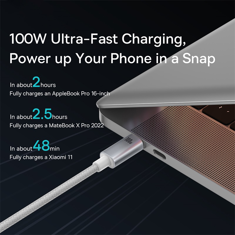 Baseus 100 W USB-C-Kabel für MacBook iPad, Schnellladekabel für iPhone 15 Plus Pro Max Typ C für Xiaomi Samsung