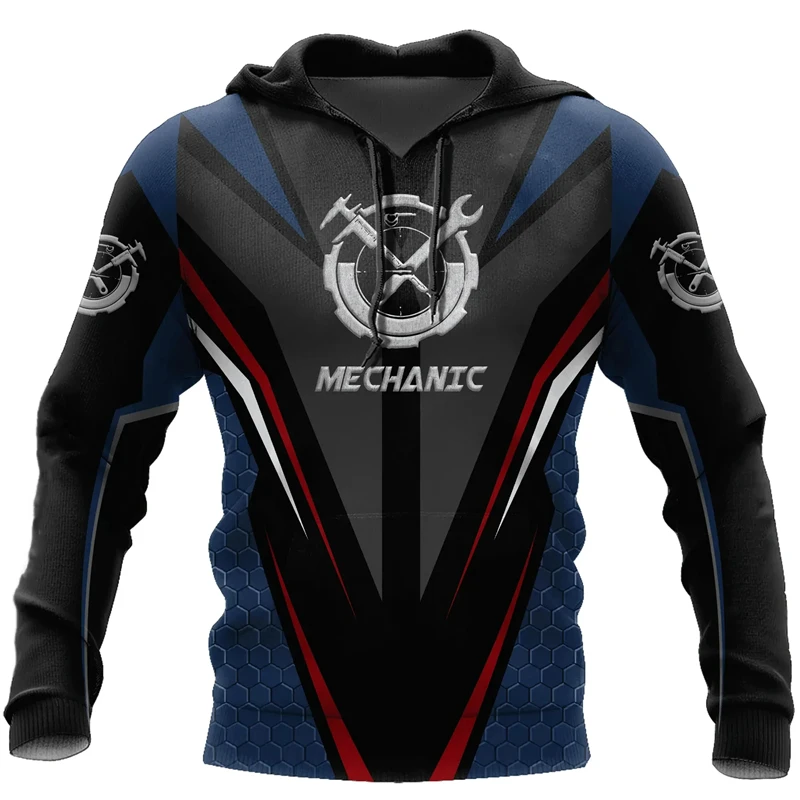 Sudaderas con capucha para hombre, camiseta Vintage, ropa para hombre, Tops con estampado 3d de mecánico, sudaderas con capucha informales de moda para calle, jerséis de gran tamaño