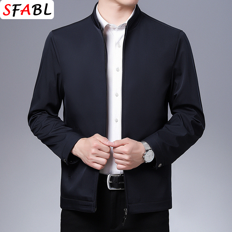 Solid Quality Men's Jacket Business Casual Luxury Blazer for Men Zipper Jacket Office Dress Coat Spring Autumn New Outerwear 3XL