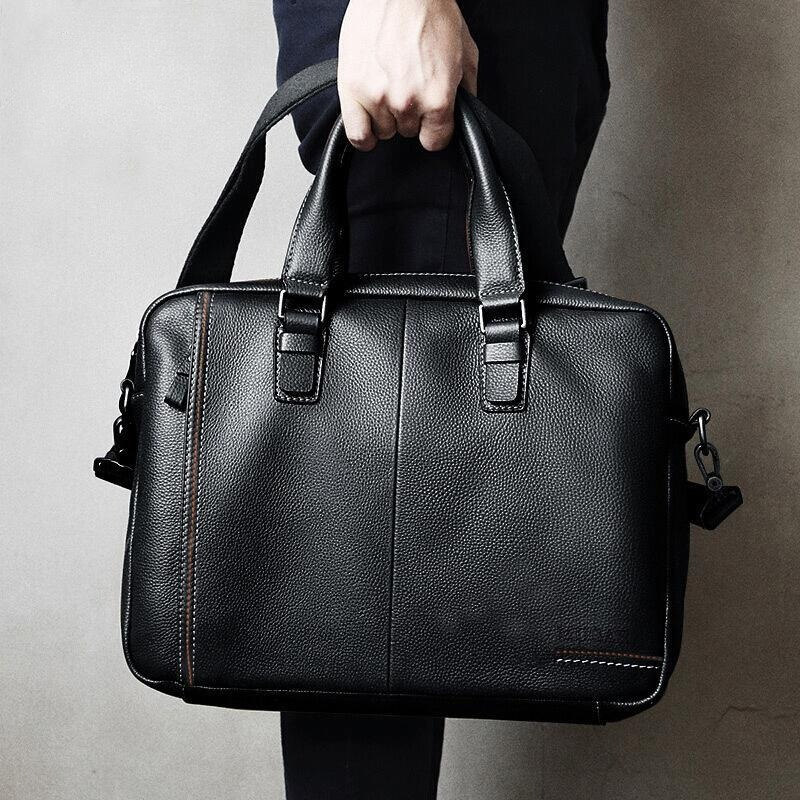 Briefcase Men's Shoulder Bag Real Cowhide Horizontal Business Handbag Casual Trendy Computer Men's Bag