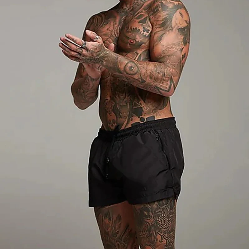 Herren-Badehose mit Reißverschlusstaschen, Netzfutter, Sommer-Strand-Boardshorts, schnell trocknend, zum Schwimmen, Badeanzug, Badebekleidung