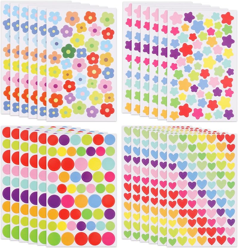 10-40 hojas de pegatinas de recompensa para niños, flor colorida, estrella, corazón, punto, tabla de comportamiento, pegatina para álbum de recortes, suministros para estudiantes y profesores