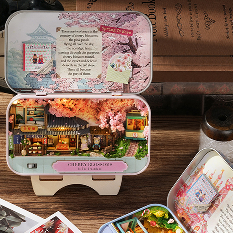 Teatr pudełkowy DIY drewniane domy dla lalek miniaturowe pudełko śliczne domy dla lalek Puzzle 3D montaż zestawy modeli budynków zabawki na prezenty urodzinowe