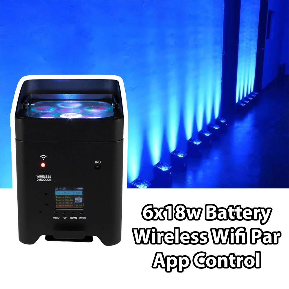 6x18w Wifi Led-leuchten Fernbedienung APP Control Par Drahtlose DMX512 Licht Mit Batterie Für Bar Disco Hochzeit party Hause DJ Waschen Wand
