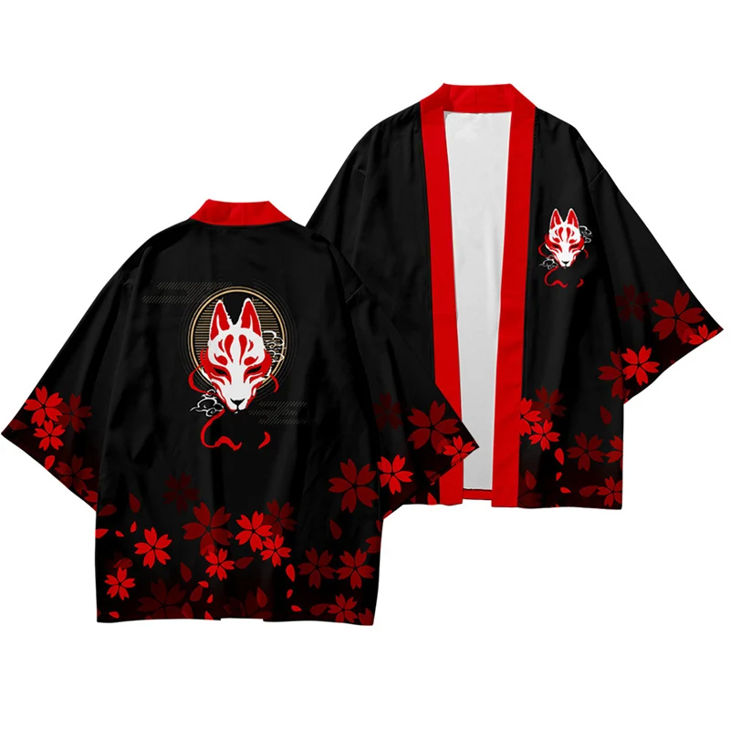 3 bis 14 Jahre Kinder Kimono Blume Fuchs traditionelles Kostüm Jungen Mädchen Kimono Haori Strickjacke Jacke Kinder Strand tragen Umhang