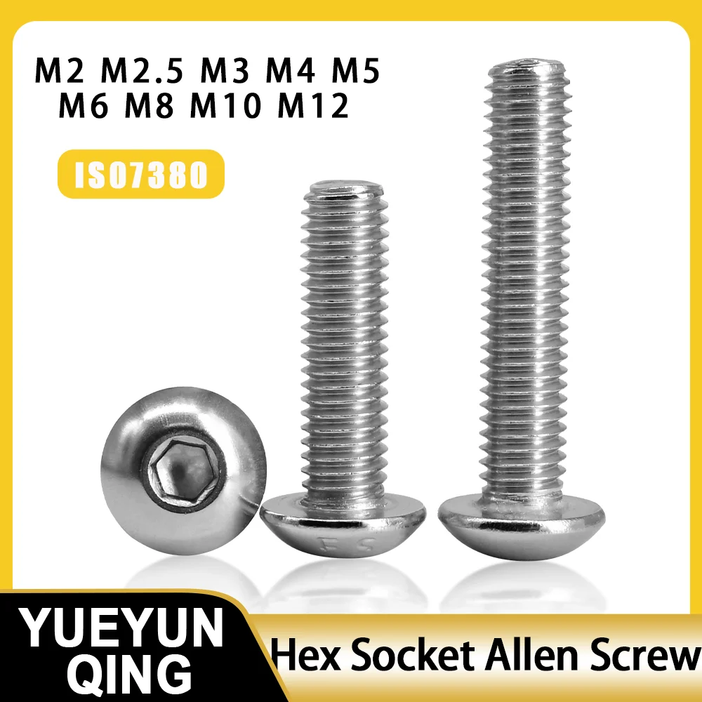 Tornillo hexagonal de acero inoxidable ISO7380 M2 M2.5 M3 M4 M5 M6 M8 M10 M12 Hexagonal 304 SS perno Allen rosca máquina tornillos de Metal