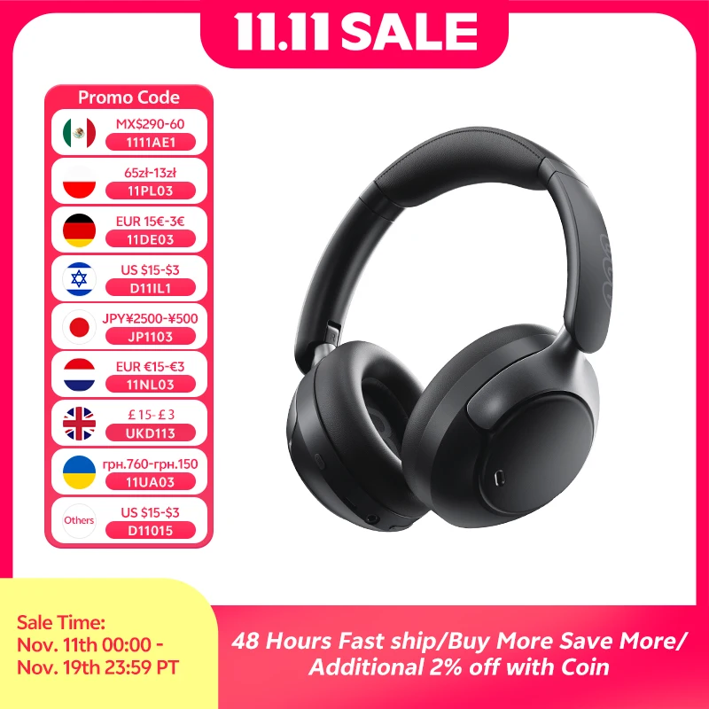 QCY H3 Pro ANC auriculares inalámbricos 50dB cancelación de ruido auriculares de Audio espacial de alta resolución con LDAC Bluetooth 5,4 auriculares sobre la oreja