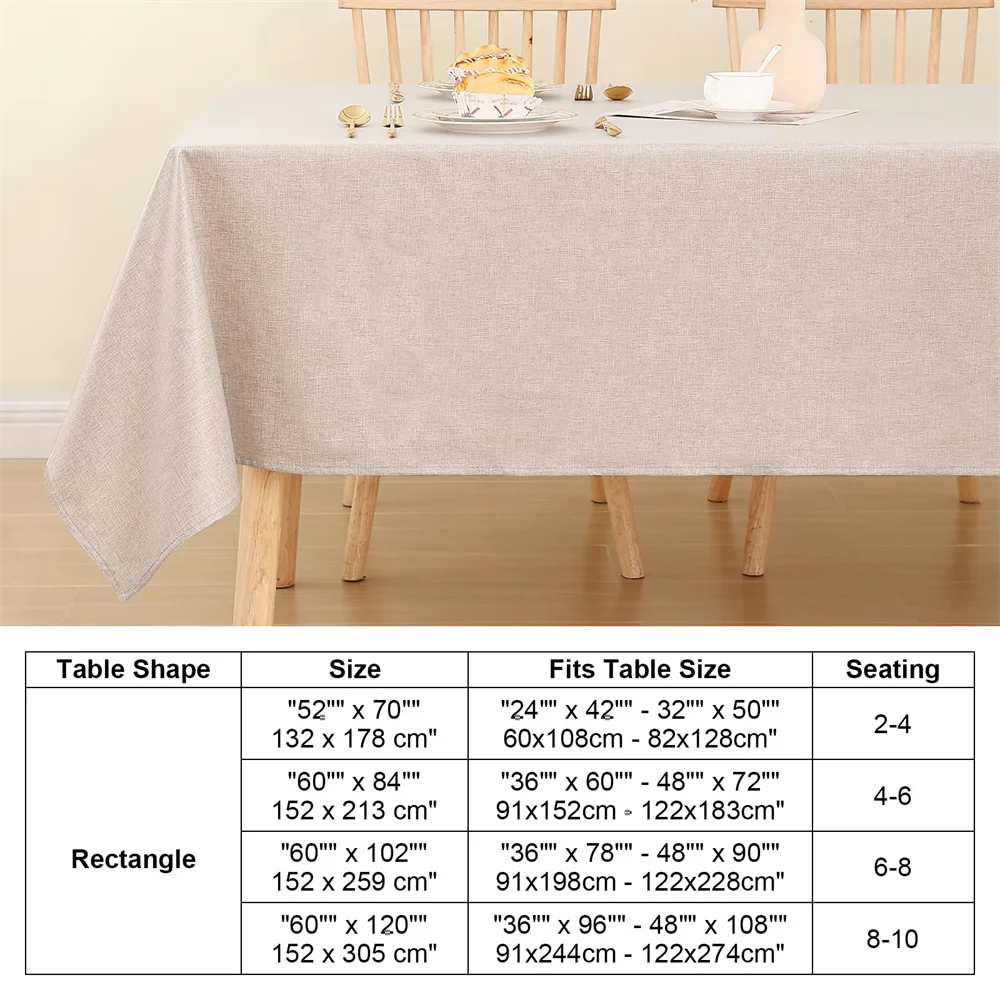 Olanly Rectangle Tablecloth Faux Linen Table Cloth Waterproof Wipeable Fabric Tablecloth Washable Table Cover For Kitchen Dining