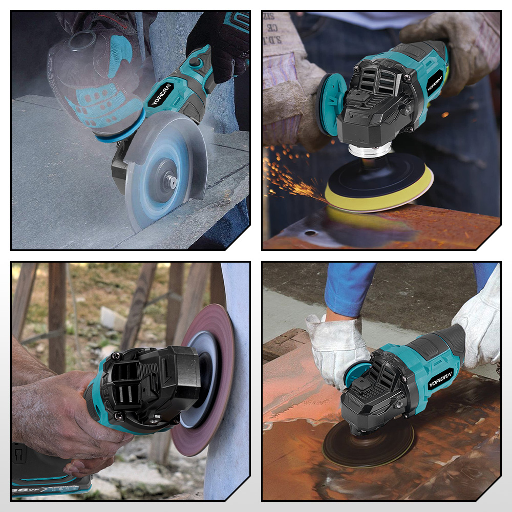 YOFIDRA 2in1 125mm meuleuse d'angle électrique sans brosse 3 vitesses polisseuse à bois Machine de coupe outil électrique pour broche de batterie Makita